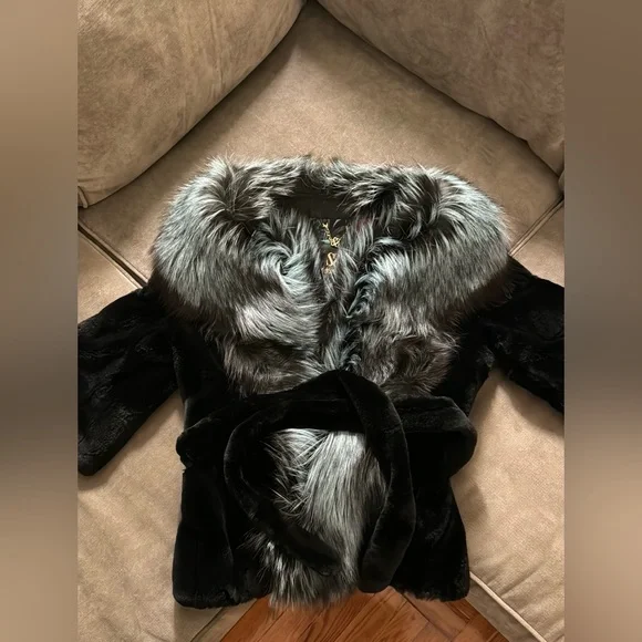 EUC - SASSOFONO Natural Faux Fur Foxy Coat - Picture 3 of 7